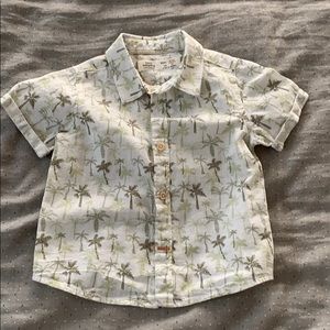 Zara Baby linen button down palm tree print